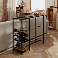 Long Bar Table, Bar Height Dining Table with Storage Shelves