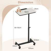Overbed Table with Lockable Wheels, C-Shaped End Table with Tilting Top
