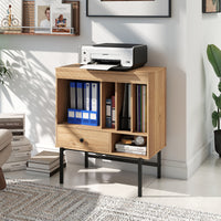 Large Record Player Stand with Open Compartments for Music Room