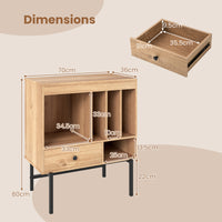 Large Record Player Stand with Open Compartments for Music Room