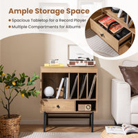 Large Record Player Stand with Open Compartments for Music Room