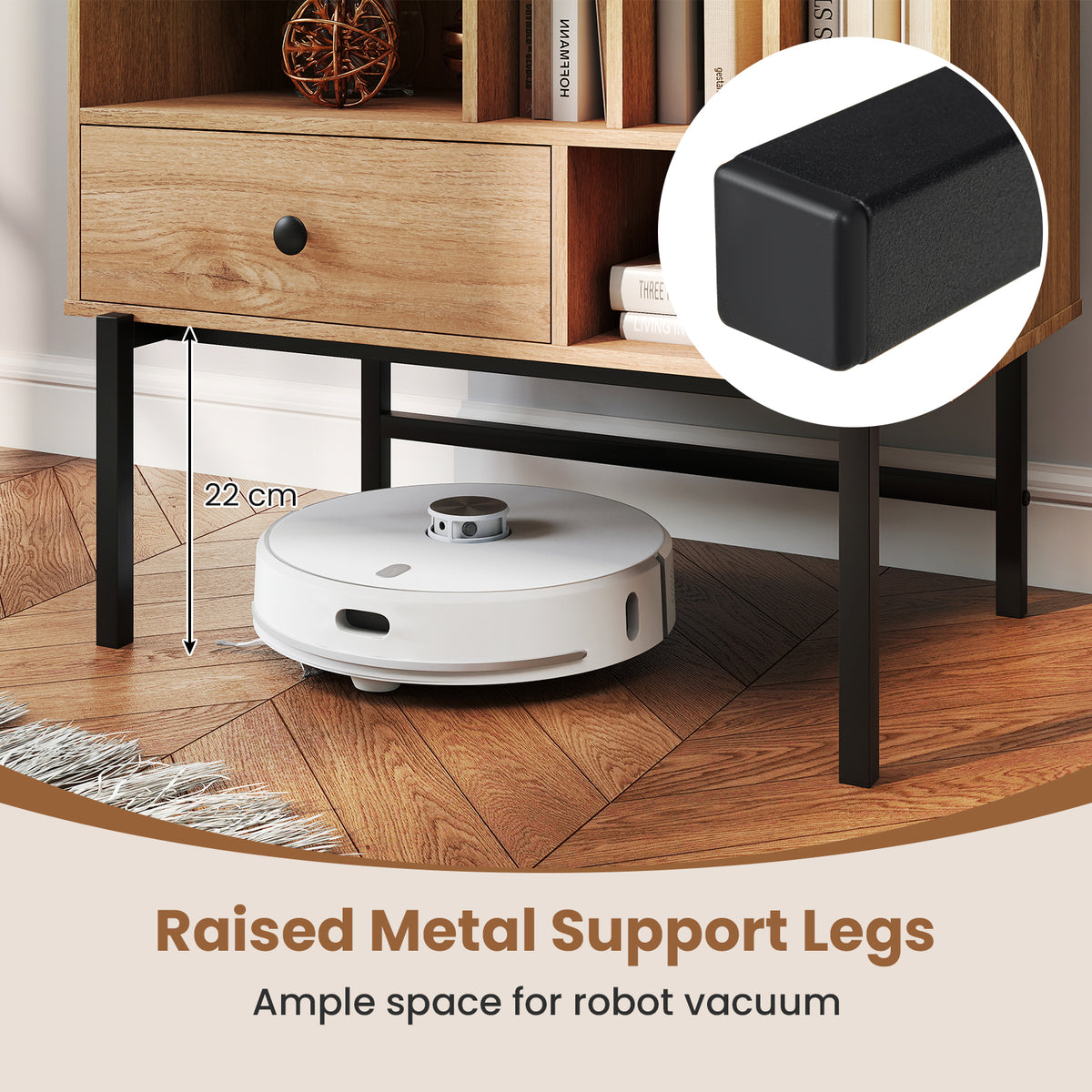Large Record Player Stand with Open Compartments for Music Room