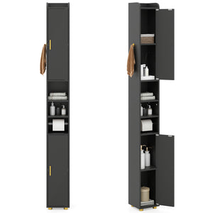 179 cm Tall Bathroom Cabinet, Narrow Storage Organizer with 2 Doors