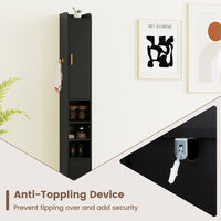 179 cm Tall Bathroom Cabinet, Narrow Storage Organizer with 2 Doors