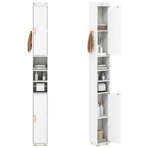 179 cm Tall Bathroom Cabinet, Narrow Storage Organizer with 2 Doors