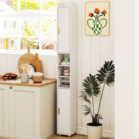 181 cm Tall Bathroom Cabinet, Narrow Storage Organizer w/ 3 Doors & Adjustable Shelves
