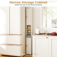 181 cm Tall Bathroom Cabinet, Narrow Storage Organizer w/ 3 Doors & Adjustable Shelves