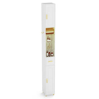 181 cm Tall Bathroom Cabinet, Narrow Storage Organizer w/ 3 Doors & Adjustable Shelves