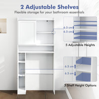 Over the Toilet Cabinet, Space-saving Bathroom Storage Organizer with Sliding Door
