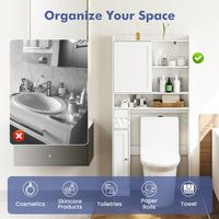 Over the Toilet Cabinet, Space-saving Bathroom Storage Organizer with Sliding Door