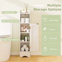 Bathroom Storage Cabinet with Door, Toilet Paper Holder Stand