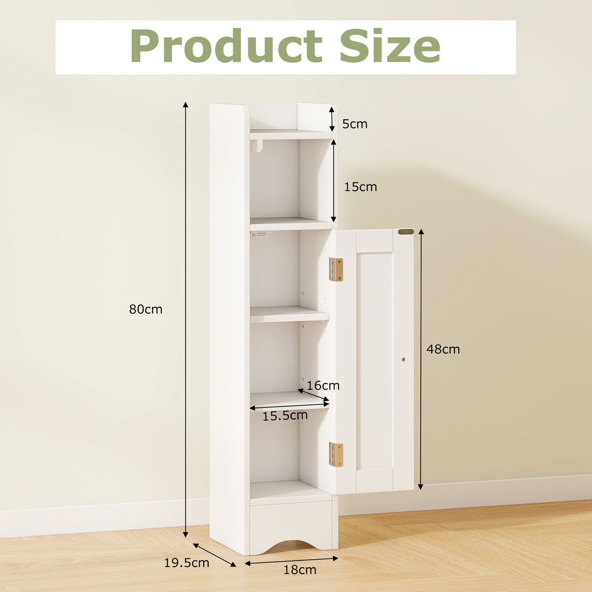 Bathroom Storage Cabinet with Door, Toilet Paper Holder Stand