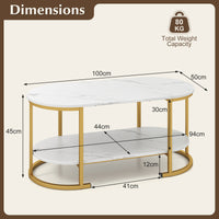 Giantex Faux Marble Coffee Table, Modern 2-Tier Center Table with Open Shelf