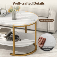 Giantex Faux Marble Coffee Table, Modern 2-Tier Center Table with Open Shelf