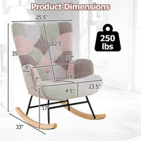 Nursery Rocking Chair Upholstered Boucle Fabric Nursing Armchair