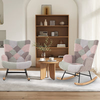 Nursery Rocking Chair Upholstered Boucle Fabric Nursing Armchair