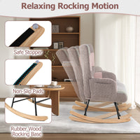 Nursery Rocking Chair Upholstered Boucle Fabric Nursing Armchair
