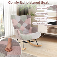 Nursery Rocking Chair Upholstered Boucle Fabric Nursing Armchair
