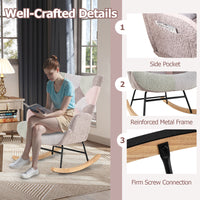 Nursery Rocking Chair Upholstered Boucle Fabric Nursing Armchair