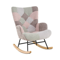 Nursery Rocking Chair Upholstered Boucle Fabric Nursing Armchair