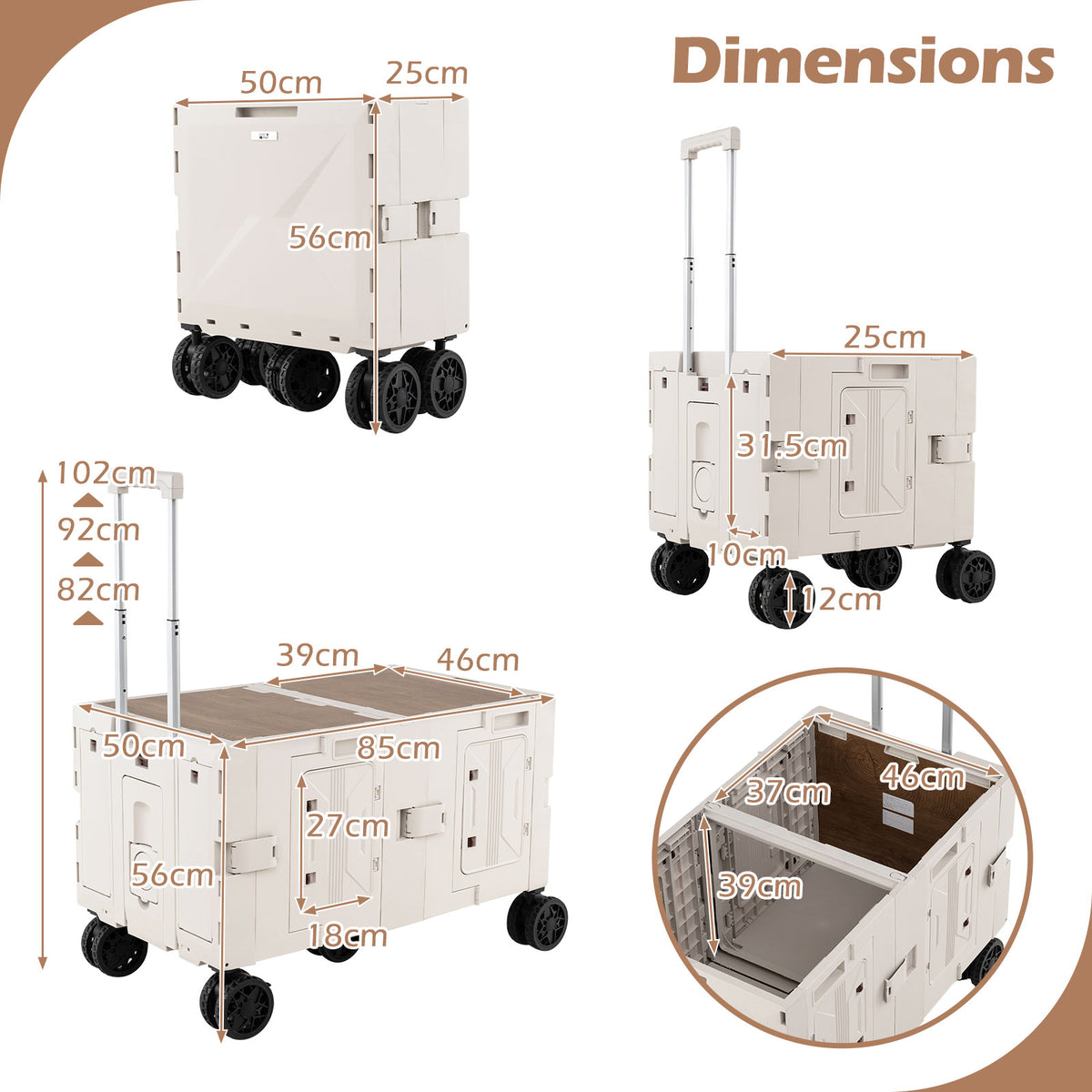 Large Foldable Utility Cart w/ 2 Storage Crates