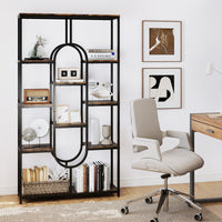 10-Tier Geometric Bookshelf 175CM with Open Shelves and Anti-Tip Kits