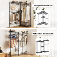 Portable Wardrobe with L-shape and Horizontal Installation