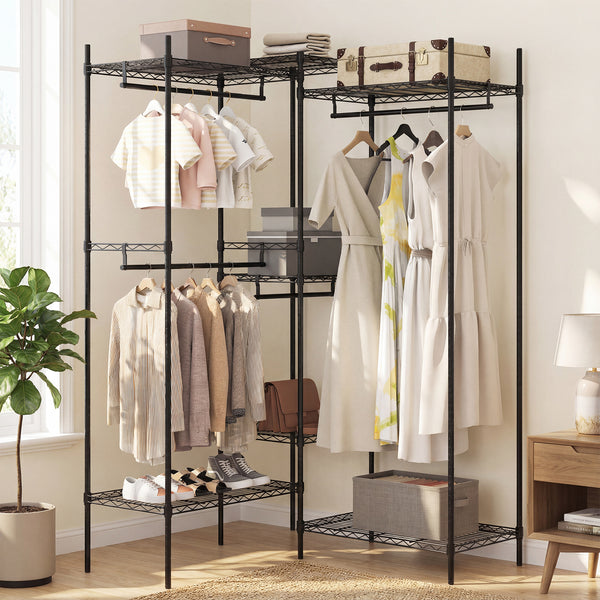 Portable Wardrobe with L-shape and Horizontal Installation