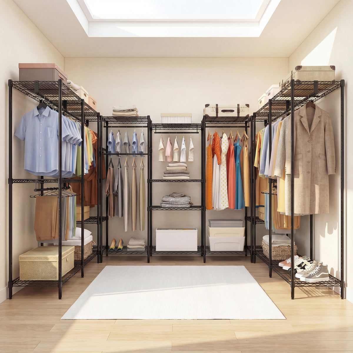 Portable Wardrobe with L-shape and Horizontal Installation