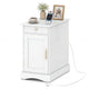 Giantex End Table with Charging Station, Farmhouse Bedside Table w/Storage Drawer