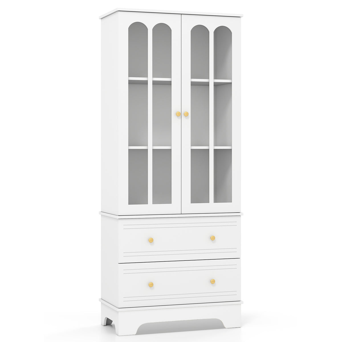 3-Tier Display Storage Cabinet with Metal Handles for Living Room