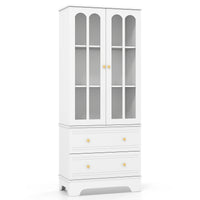 3-Tier Display Storage Cabinet with Metal Handles for Living Room