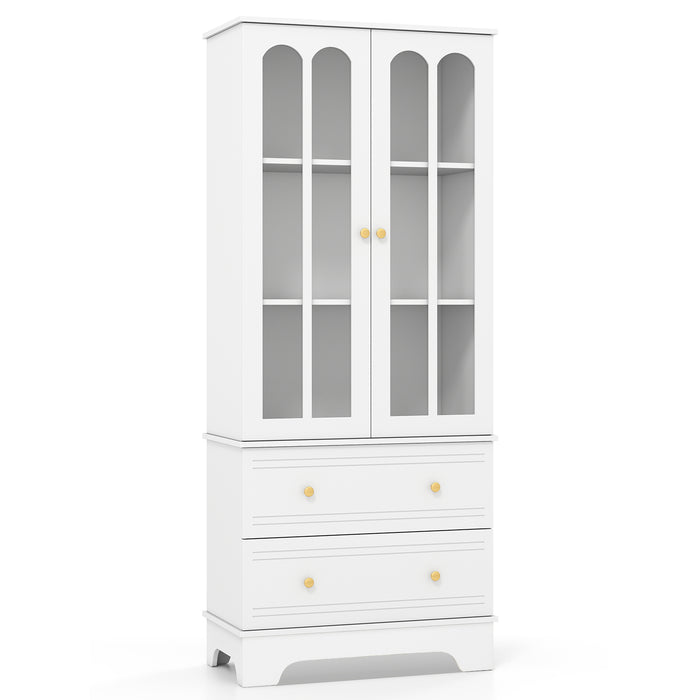 3-Tier Display Storage Cabinet with Metal Handles for Living Room