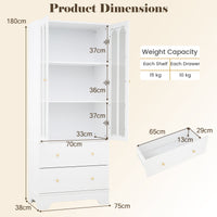 3-Tier Display Storage Cabinet with Metal Handles for Living Room