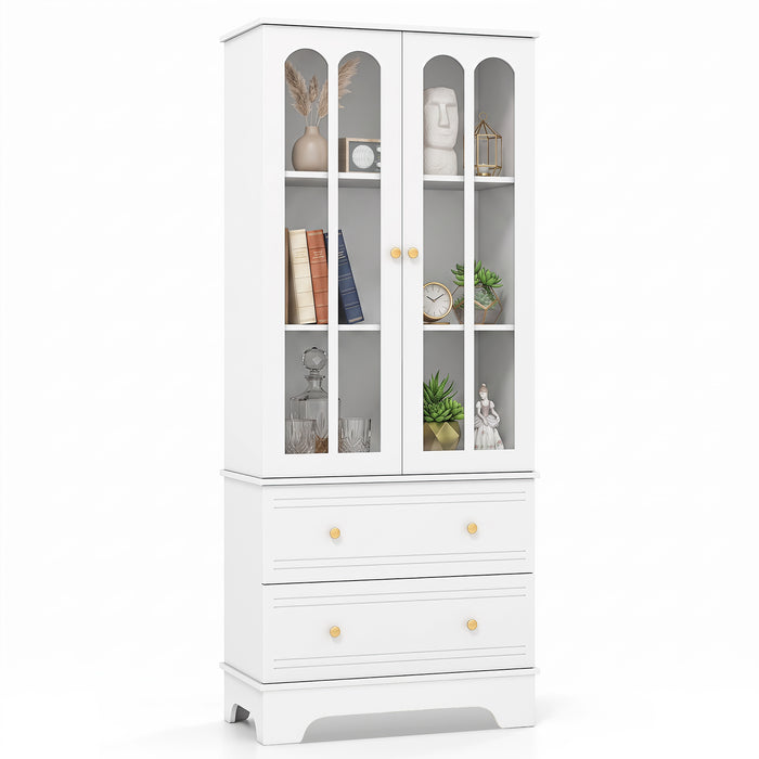 3-Tier Display Storage Cabinet with Metal Handles for Living Room