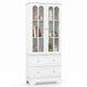 3-Tier Display Storage Cabinet with Metal Handles for Living Room