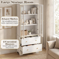 3-Tier Display Storage Cabinet with Metal Handles for Living Room