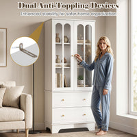 3-Tier Display Storage Cabinet with Metal Handles for Living Room