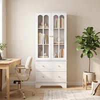 3-Tier Display Storage Cabinet with Metal Handles for Living Room