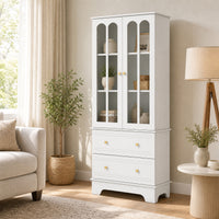 3-Tier Display Storage Cabinet with Metal Handles for Living Room