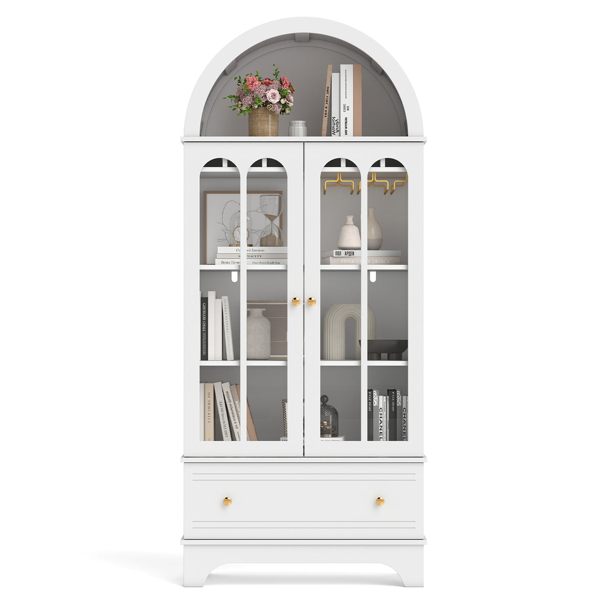 Giantex 181 CM Arched Cabinet, 4-Tier Wooden Kitchen Pantry Cabinet