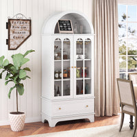 Giantex 181 CM Arched Cabinet, 4-Tier Wooden Kitchen Pantry Cabinet