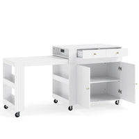 Giantex Kitchen Island w/Extendable Dining Table & Power Outlet
