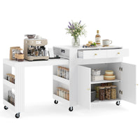Giantex Kitchen Island w/Extendable Dining Table & Power Outlet