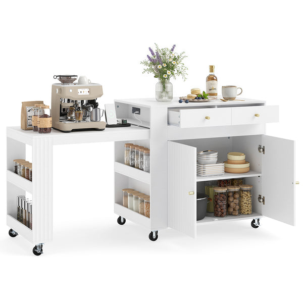 Giantex Kitchen Island w/Extendable Dining Table & Power Outlet
