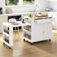 Giantex Kitchen Island w/Extendable Dining Table & Power Outlet