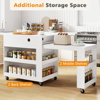 Giantex Kitchen Island w/Extendable Dining Table & Power Outlet