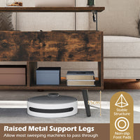 80cm Lift Top Coffee Table, Modern Wooden Lift Top Dining Table w/ Hidden Storage Compartment & 2 Storage Shelves