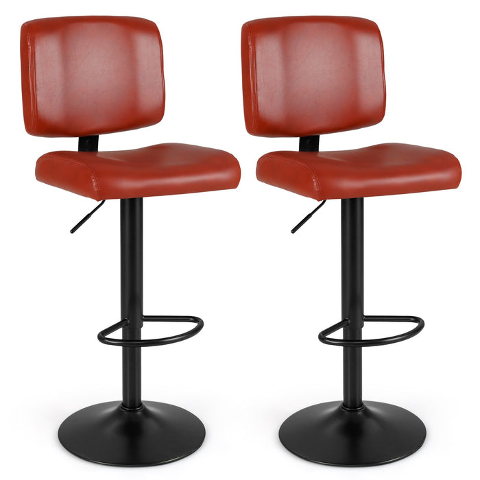 Modern Swivel Bar Stools Set of 2 with Adjustable Height and PU Leather Padded Seat