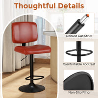 Modern Swivel Bar Stools Set of 2 with Adjustable Height and PU Leather Padded Seat